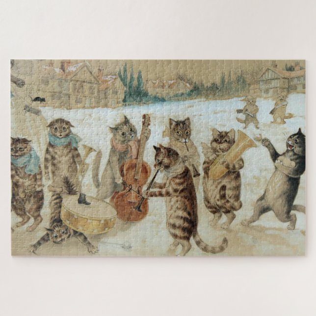 Cats Carol Singing von Louis Wain Puzzle (Horizontal)