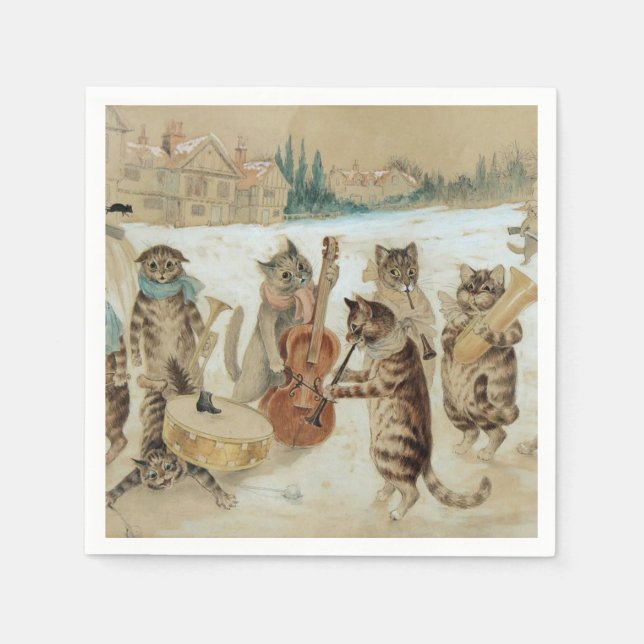 Cats Carol Singing von Louis Wain Serviette (Vorderseite)