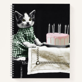 Cats celebrating a birthday with cake and candles notizbuch