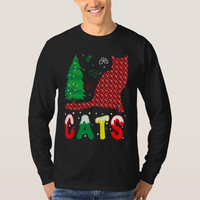 Cats Christmas Pajama Family Xmas T-Shirt (Vorderseite)