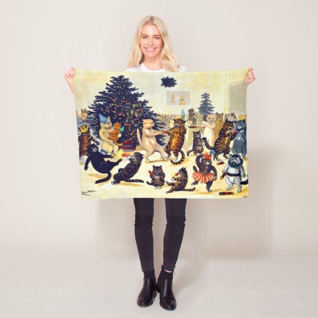 Cat's Christmas Party, Louis Wain Fleecedecke (Beispiel)