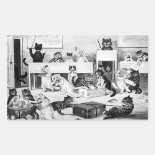 Cats Classroom Discipline, Louis Wain Rechteckiger Aufkleber