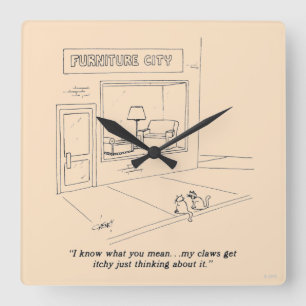 Cats Clawing Furniture Quadratische Wanduhr