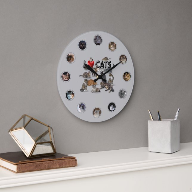 Cats Clock 😻 Große Wanduhr (Büro)