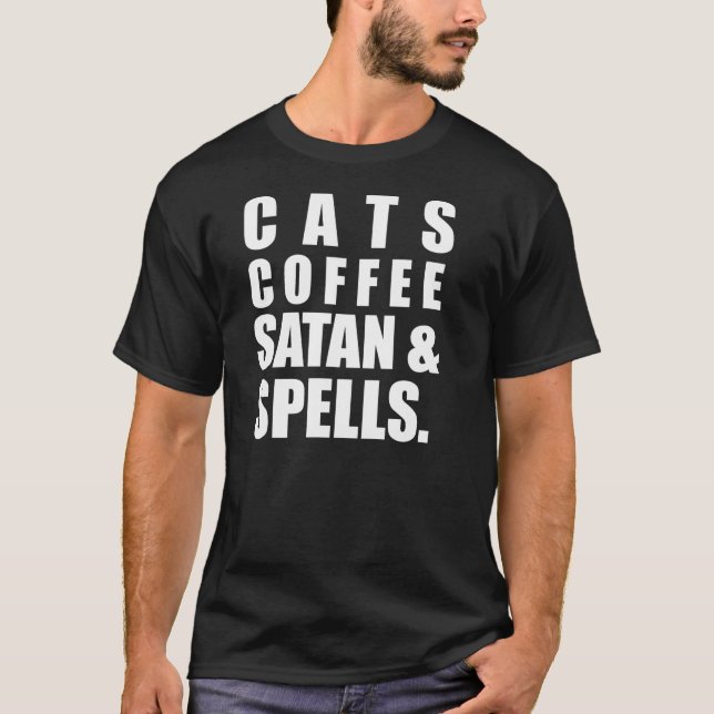 Cats Coffe Satan Spells & T-Shirt (Vorderseite)