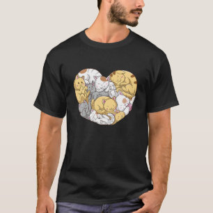 Cats Couple Heart Shape Kawaii Kitten Cat Valentin T-Shirt