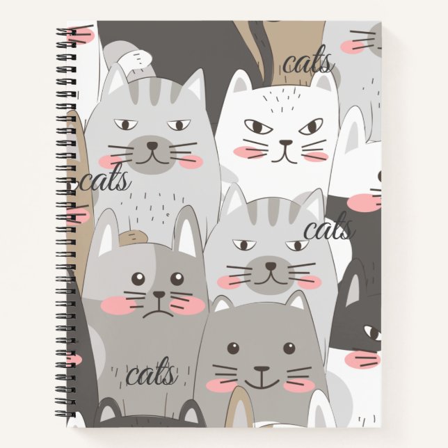 Cats Custom 8.5" x 11" Spiral Notebook Notizbuch (Vorderseite)