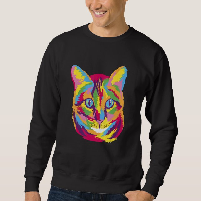Cats Cute Cat For Kitten Colorful Art Sweatshirt (Vorderseite)