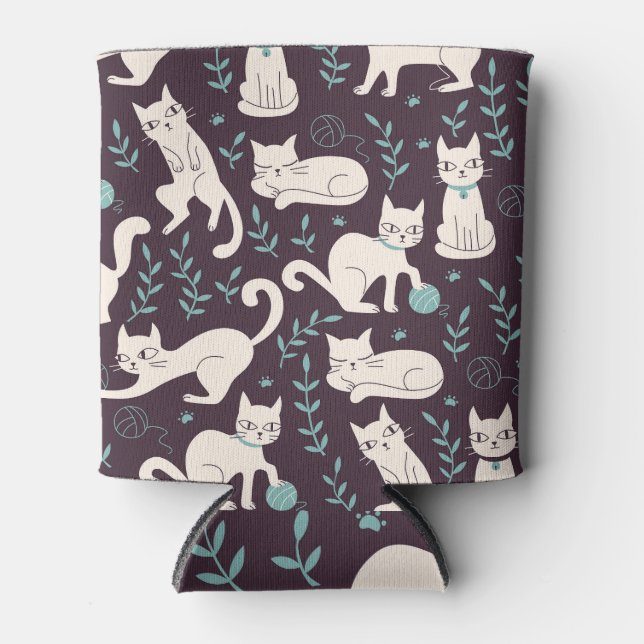 Cats Doodle Style Vintages Muster Dosenkühler (Vorderseite)