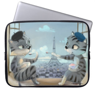 Cats & Eiffel Tower - Paris Laptop Hülle Laptopschutzhülle
