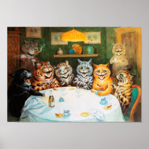 Cats Enjoying Cigars & Brandy Poster