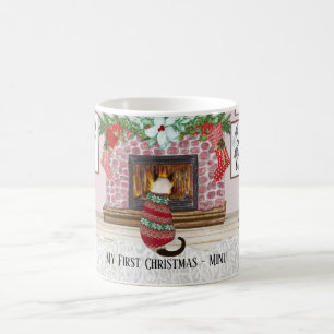 Cat's erste Weihnachten personalisiert Kaffeetasse