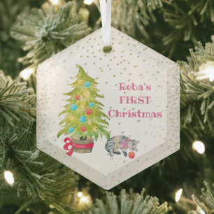 Cats erstes Weihnachtsglas-Ornament Ornament Aus Glas