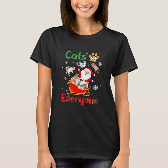 Cats Everyone Christmas Santa Claus T-Shirt (Vorderseite)