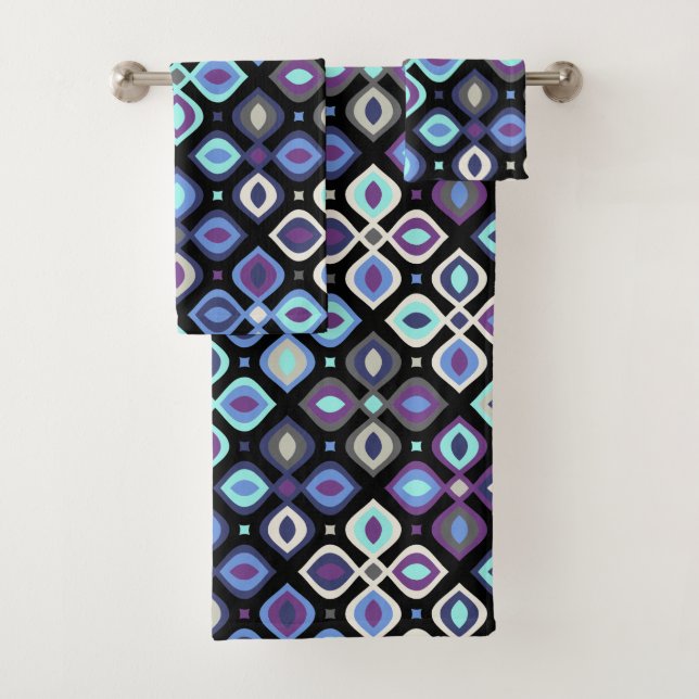 Cats-eye 70er Jahre inspiriert geometrische Blumen Badhandtuch Set (Insitu)