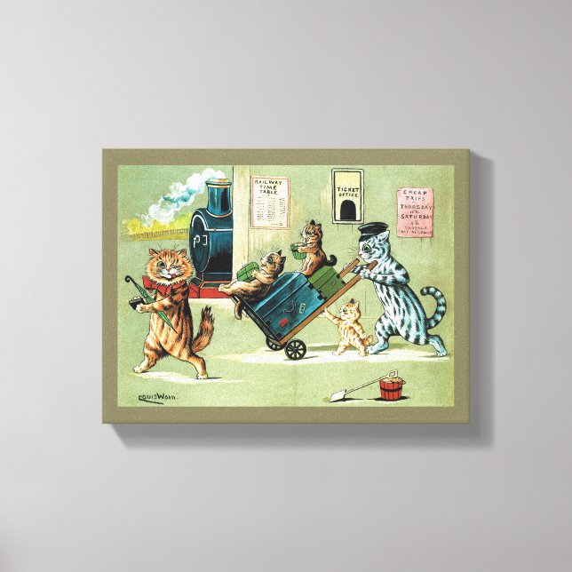 Cats Family Travel, Louis Wain Leinwanddruck (Vorderseite)