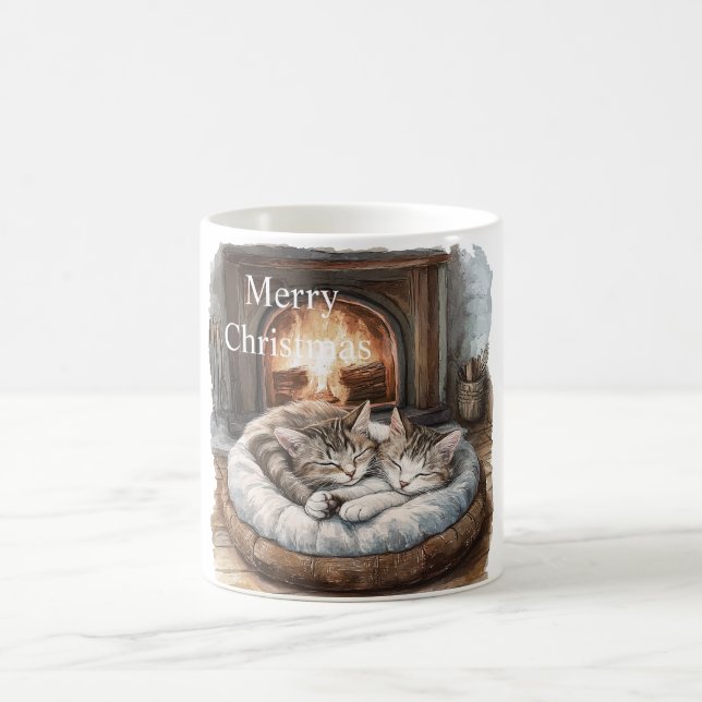 Cats Fireplace Christmas Kaffeetasse (Mittel)