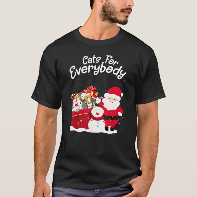 Cats For Everybody Cat Christmas Pajama Santa Ugly T-Shirt (Vorderseite)