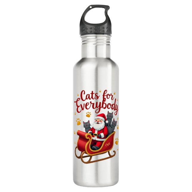 Cats For Everybody Cat Christmas Ugly Christmas Lo Edelstahlflasche (Vorderseite)