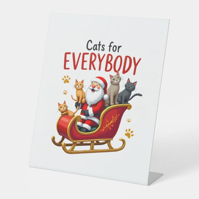 Cats For Everybody Cat Christmas Ugly Christmas Lo Sockelschild (Vorderseite)