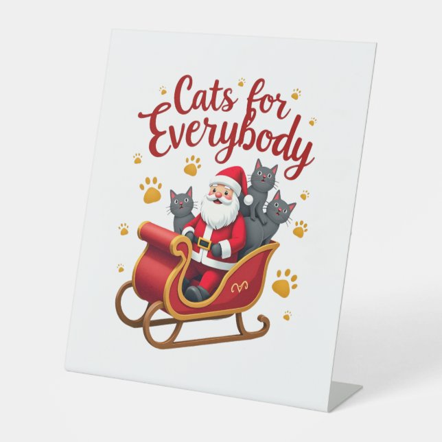 Cats For Everybody Cat Christmas Ugly Christmas Lo Sockelschild (Vorderseite)