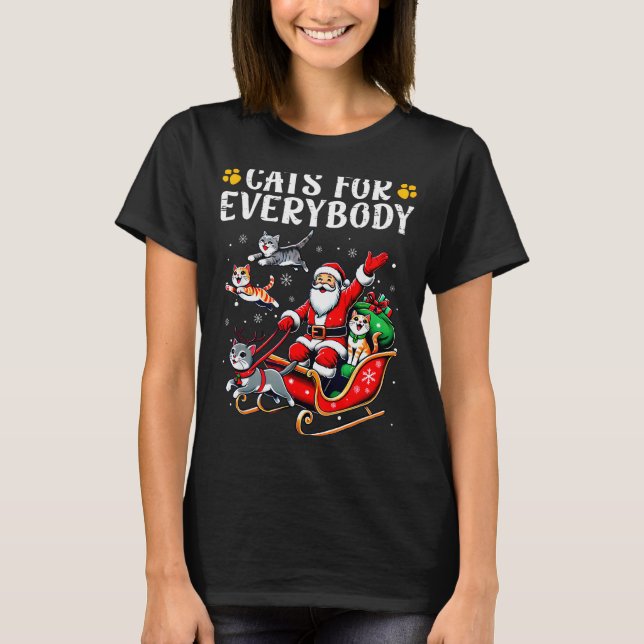Cats For Everybody Christmas Cat Funny Xmas Men Wo T-Shirt (Vorderseite)