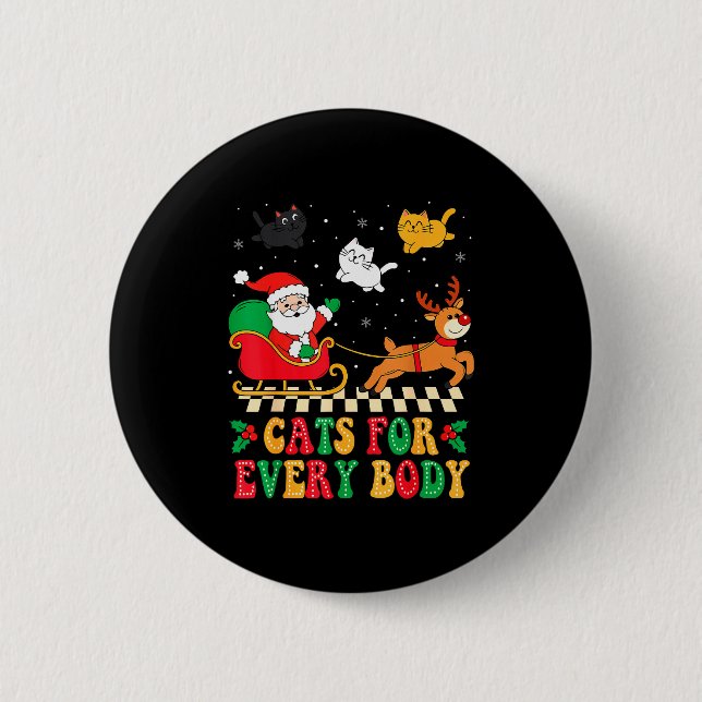 Cats For Everybody Christmas Cat Funny Xmas Women  Button (Vorderseite)