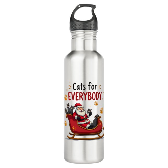 Cats For Everybody Christmas Cat Funny Xmas Women  Edelstahlflasche (Vorderseite)