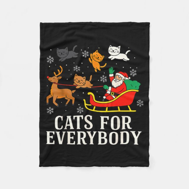 Cats For Everybody Christmas Cat Funny Xmas Women  Fleecedecke (Vorderseite)