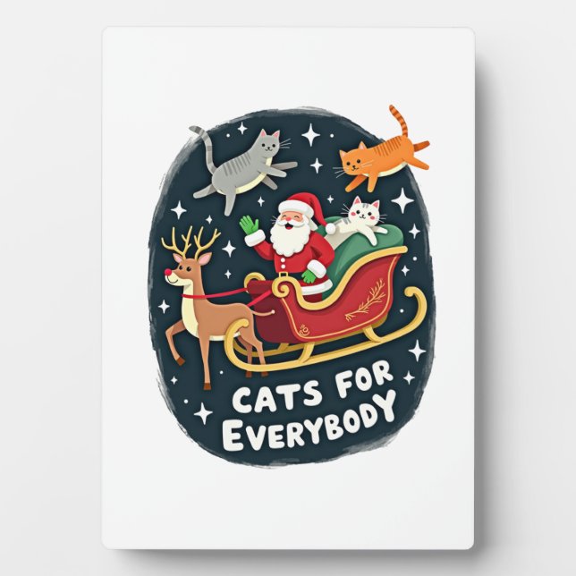 Cats For Everybody Christmas Cat Funny Xmas Women  Fotoplatte (Vorderseite)