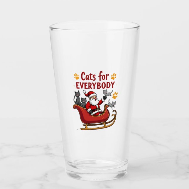 Cats For Everybody Christmas Cat Funny Xmas Women  Glas (Vorderseite)
