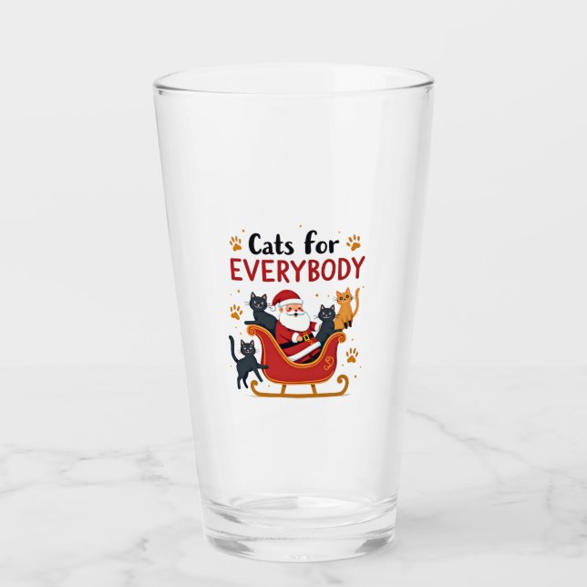 Cats For Everybody Christmas Cat Funny Xmas Women  Glas (Vorderseite)