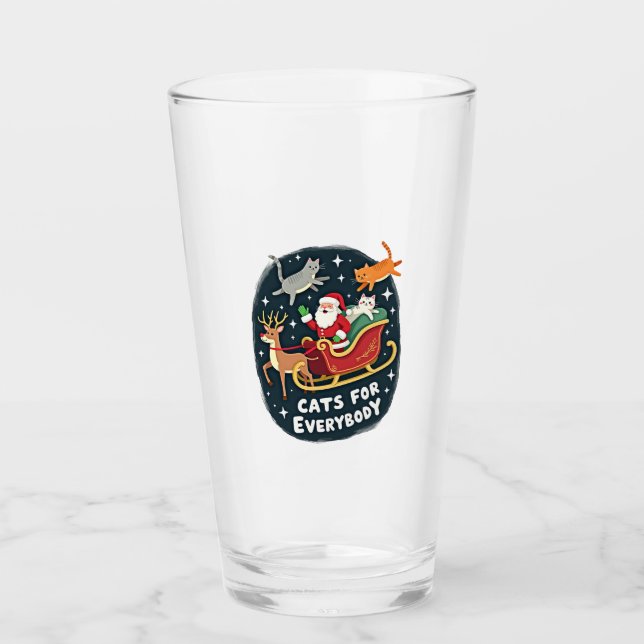 Cats For Everybody Christmas Cat Funny Xmas Women  Glas (Vorderseite)