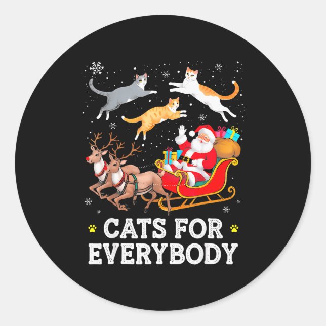Cats For Everybody Christmas Cat Funny Xmas Women  Runder Aufkleber (Vorderseite)