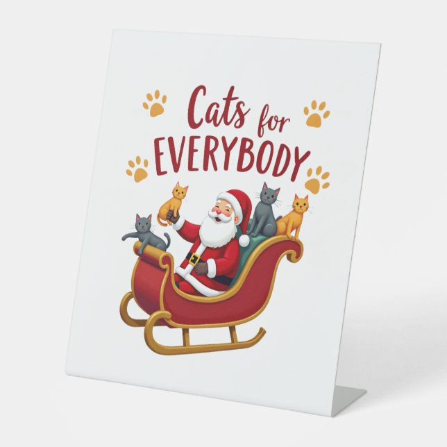 Cats For Everybody Christmas Cat Funny Xmas Women  Sockelschild (Vorderseite)