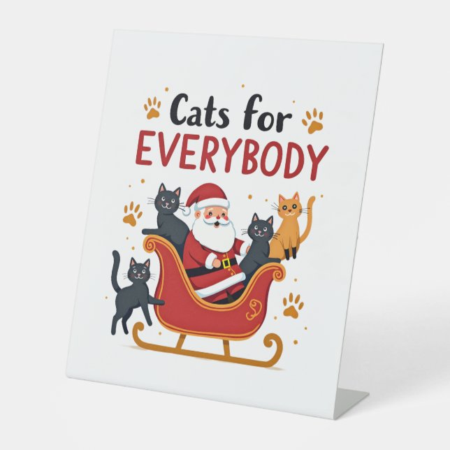 Cats For Everybody Christmas Cat Funny Xmas Women  Sockelschild (Vorderseite)
