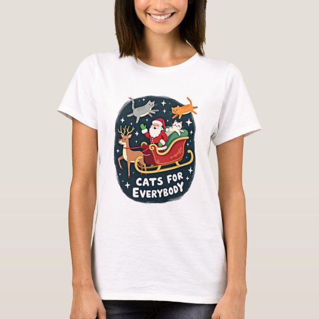 Cats For Everybody Christmas Cat Funny Xmas Women  T-Shirt (Vorderseite)