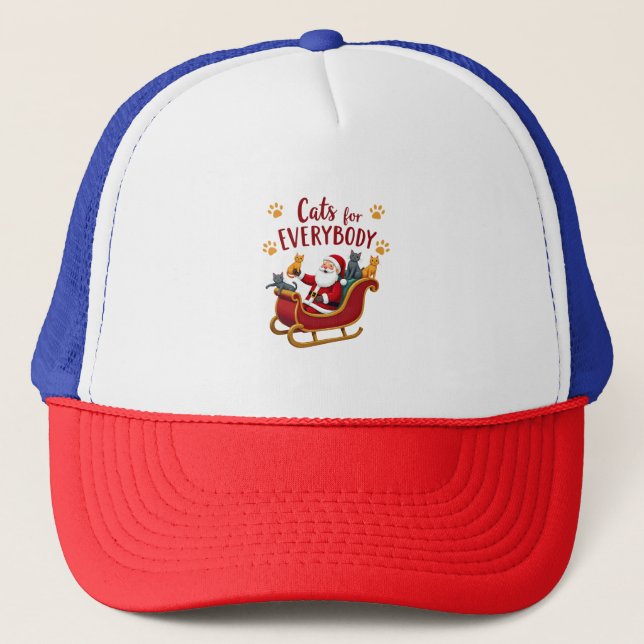 Cats For Everybody Christmas Cat Funny Xmas Women  Truckerkappe (Vorderseite)