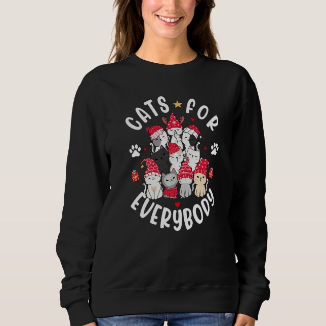 Cats For Everybody Christmas Cat  Xmas Women Santa Sweatshirt (Vorderseite)