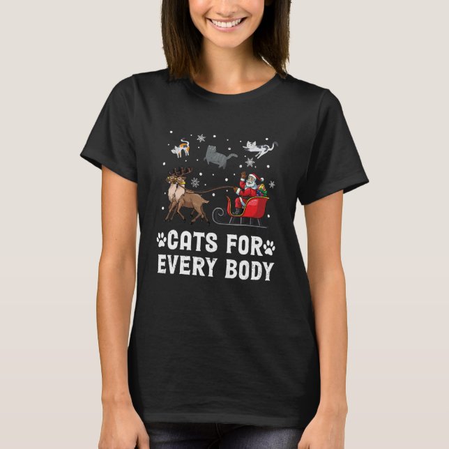 Cats For Everybody Christmas Cat  Xmas Women Santa T-Shirt (Vorderseite)