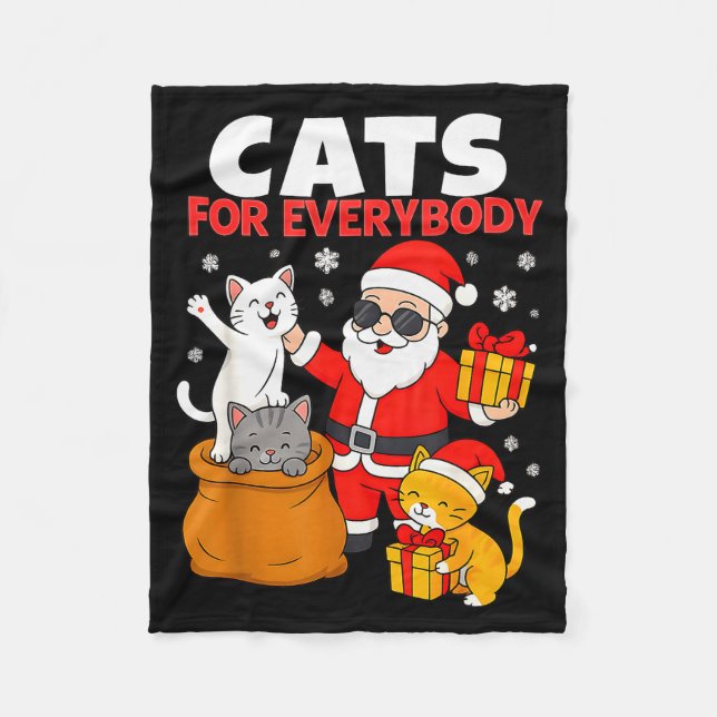 Cats For Everybody Funny Christmas Cat Xmas Santa  Fleecedecke (Vorderseite)