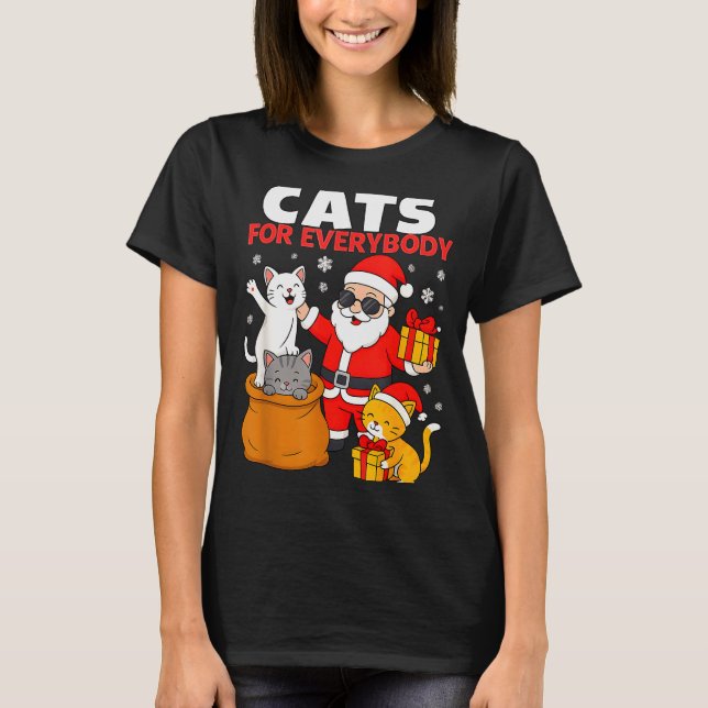 Cats For Everybody Funny Christmas Cat Xmas Santa  T-Shirt (Vorderseite)