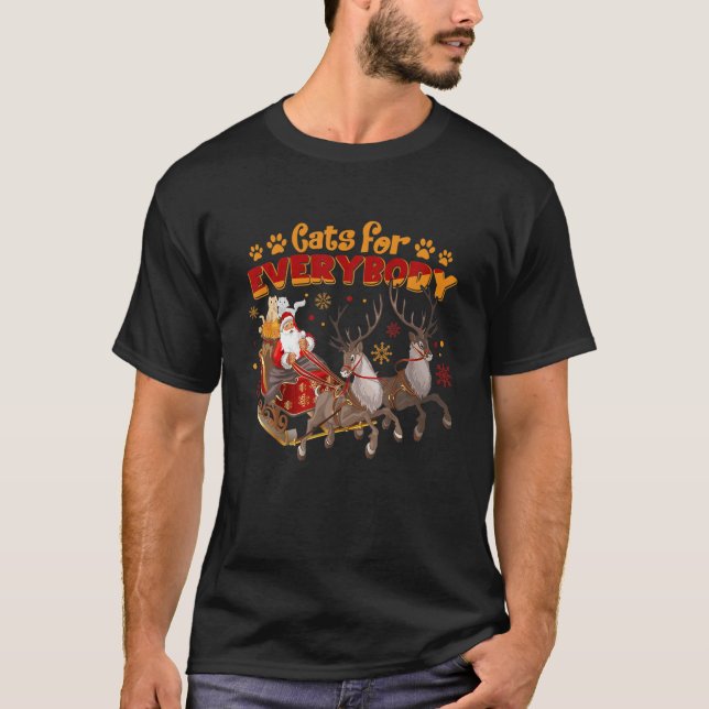 Cats For Everybody Ugly Christmas Cat Catmas Santa T-Shirt (Vorderseite)