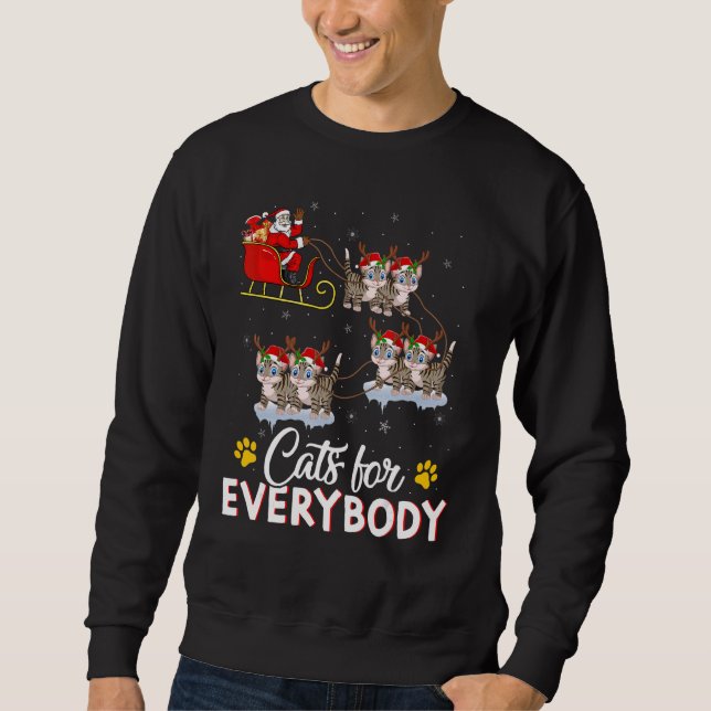 Cats For Everybody Xmas Santa Sleigh Cat Christmas Sweatshirt (Vorderseite)