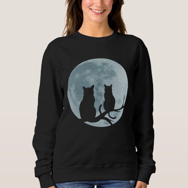 Cats Full Moon Cute Kitten Girls Cats Love Sweatshirt (Vorderseite)