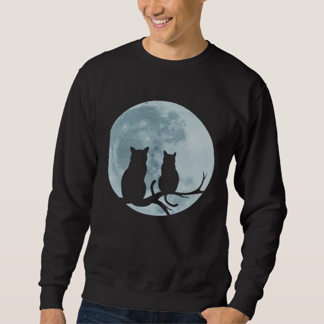 Cats Full Moon Cute Kitten Girls Cats Love Sweatshirt (Vorderseite)