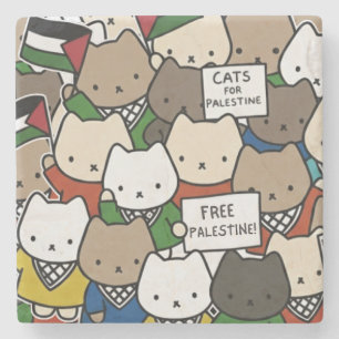 Cats für Palästina – Kawaii Cats für Gerechtigkeit Steinuntersetzer