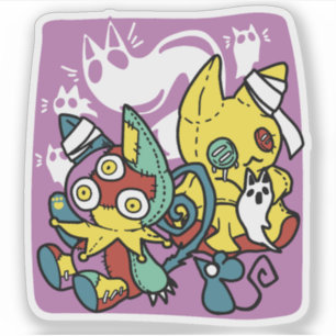 Cats Halloween Art: paw-sehenswert erschreckend Aufkleber