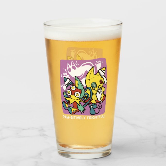 Cats Halloween Art: paw-sehenswert erschreckend Glas (Vorne (Gefüllt))