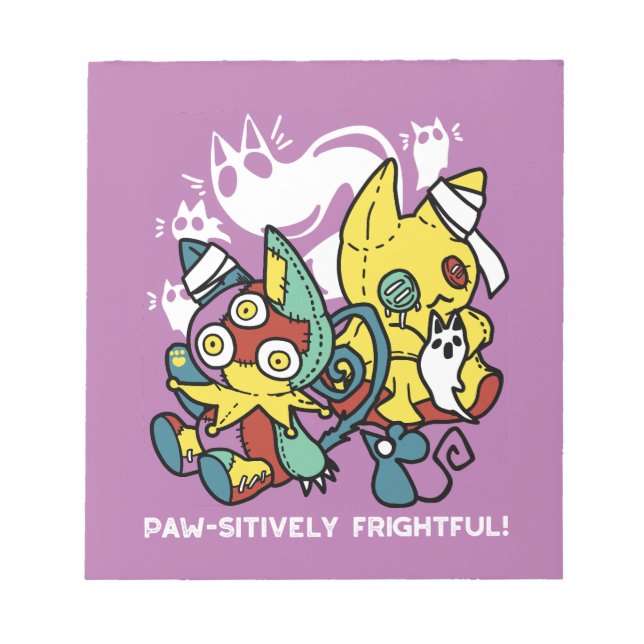 Cats Halloween Art: paw-sehenswert erschreckend Notizblock (Vorderseite)